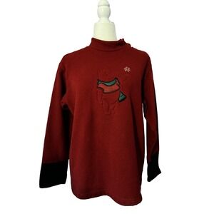 Vintage The Disney Store Women's Pooh Burgandy Crewneck Sweater sz‎ Large Disney